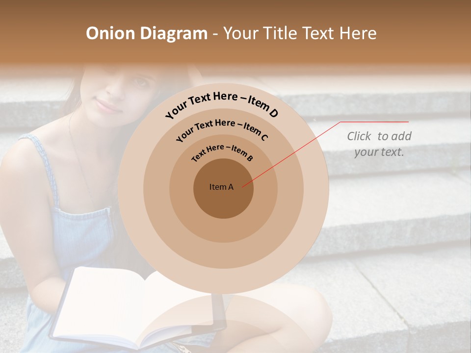 A Woman Sitting On The Steps With A Book In Her Hand PowerPoint Template