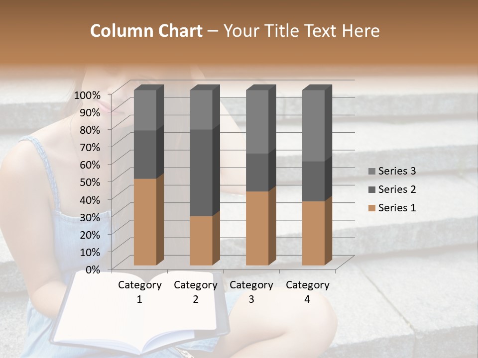 A Woman Sitting On The Steps With A Book In Her Hand PowerPoint Template