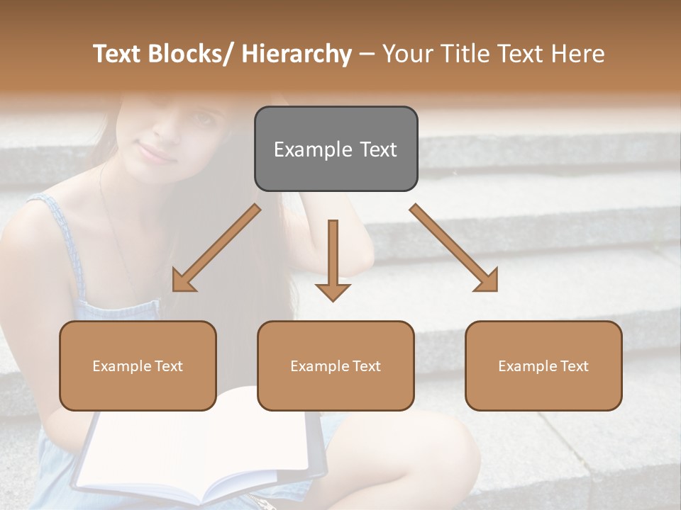 A Woman Sitting On The Steps With A Book In Her Hand PowerPoint Template