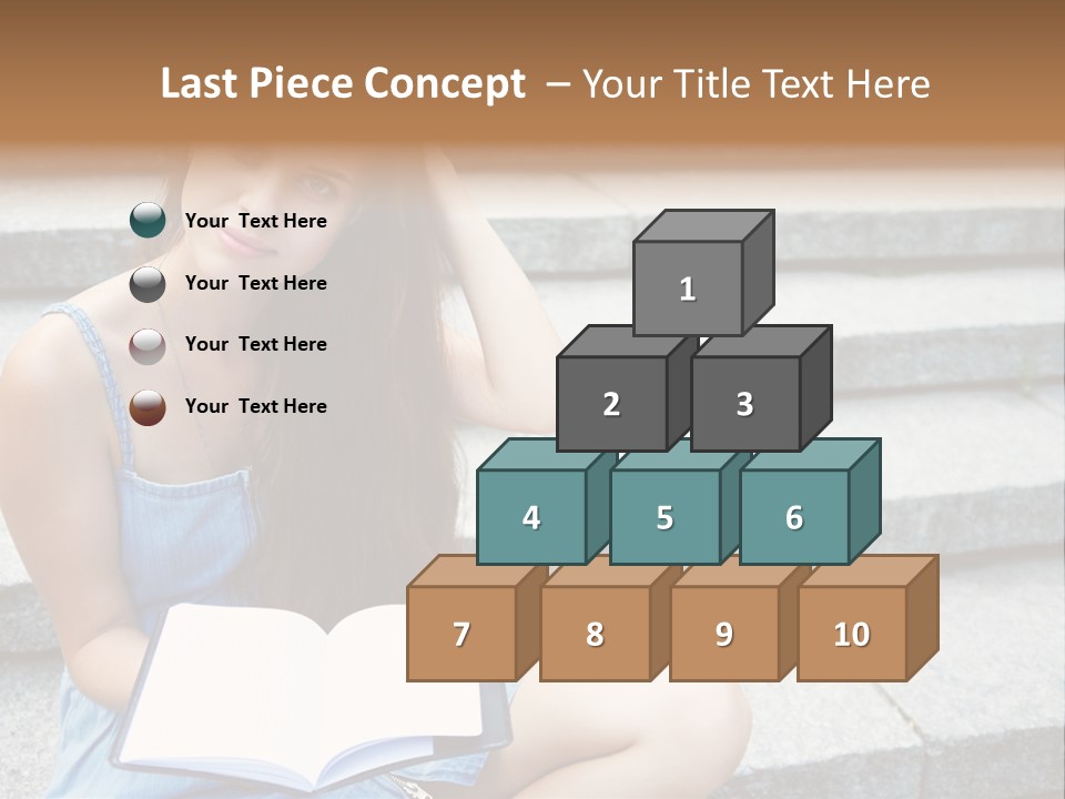 A Woman Sitting On The Steps With A Book In Her Hand PowerPoint Template