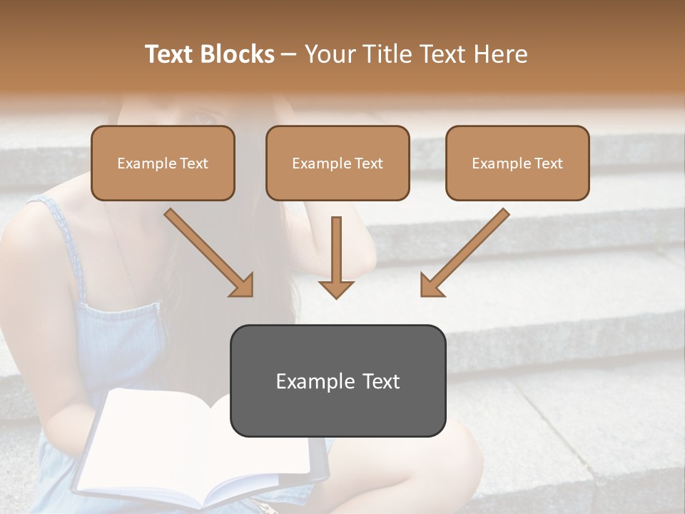 A Woman Sitting On The Steps With A Book In Her Hand PowerPoint Template