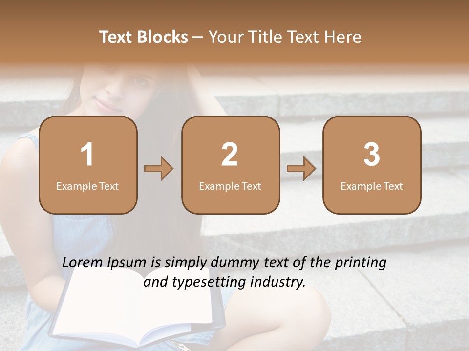 A Woman Sitting On The Steps With A Book In Her Hand PowerPoint Template