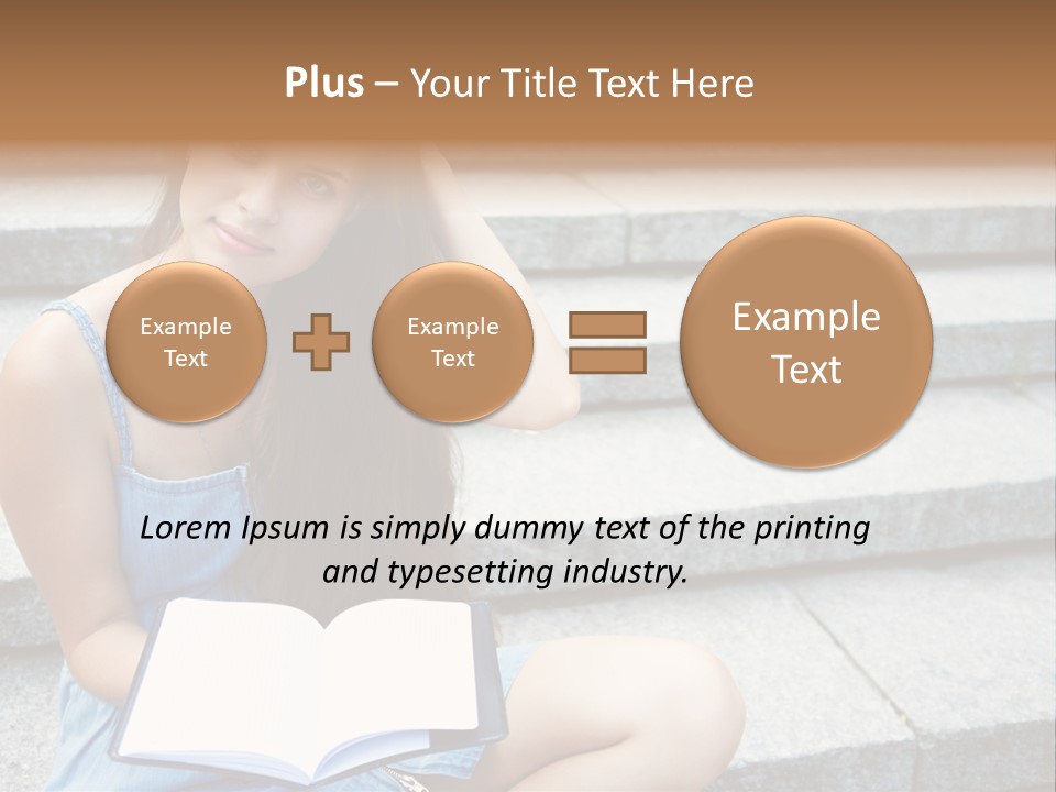 A Woman Sitting On The Steps With A Book In Her Hand PowerPoint Template