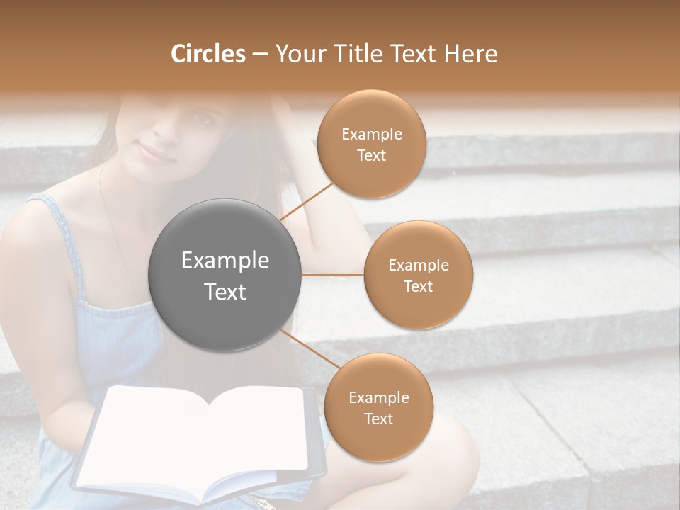 A Woman Sitting On The Steps With A Book In Her Hand PowerPoint Template