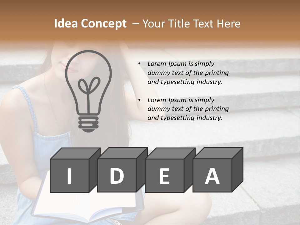 A Woman Sitting On The Steps With A Book In Her Hand PowerPoint Template