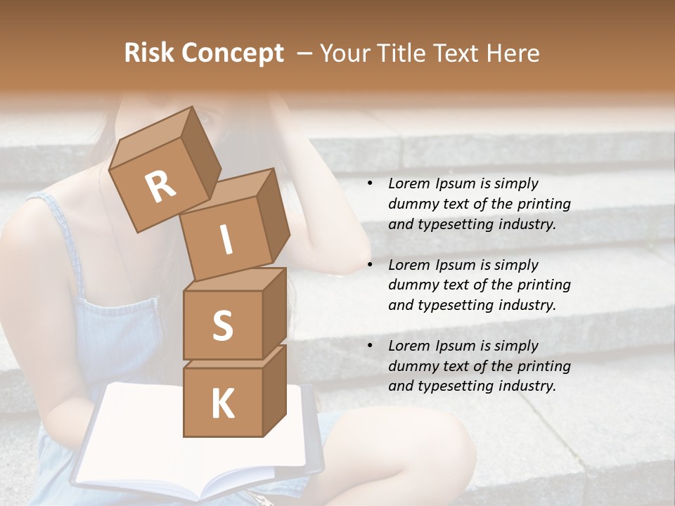 A Woman Sitting On The Steps With A Book In Her Hand PowerPoint Template