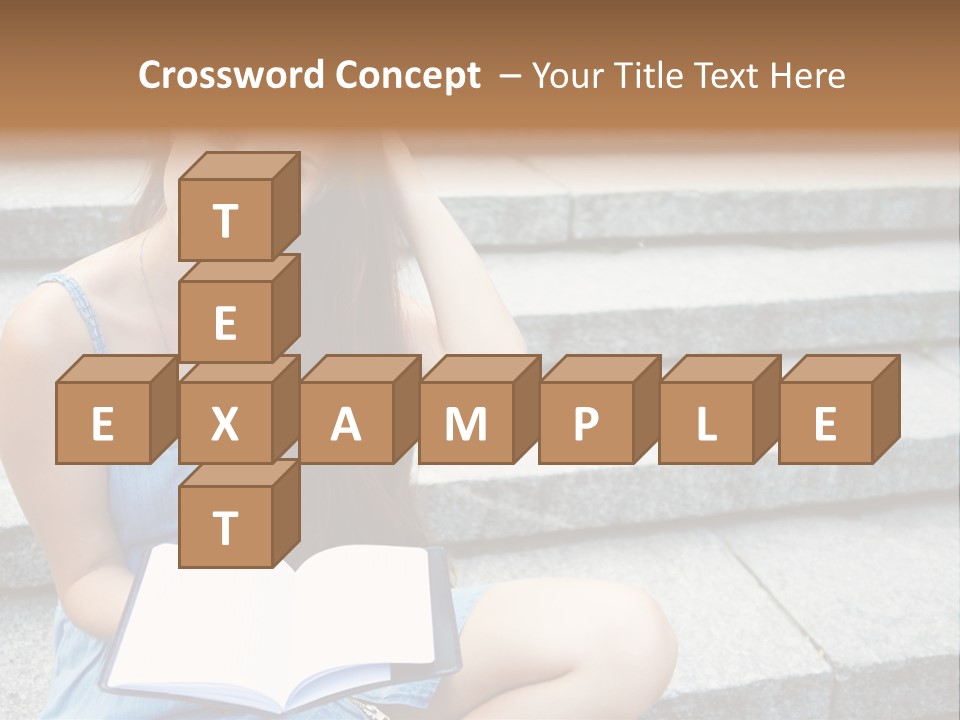 A Woman Sitting On The Steps With A Book In Her Hand PowerPoint Template