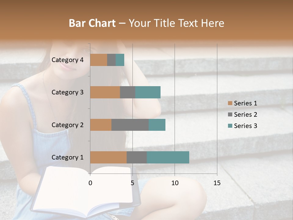 A Woman Sitting On The Steps With A Book In Her Hand PowerPoint Template