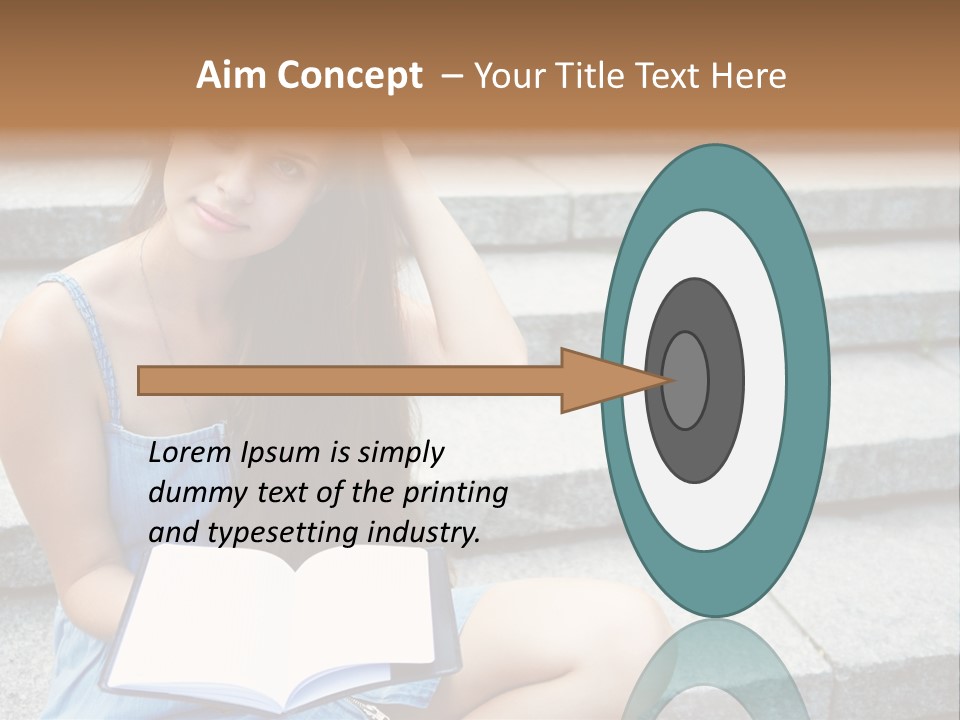 A Woman Sitting On The Steps With A Book In Her Hand PowerPoint Template