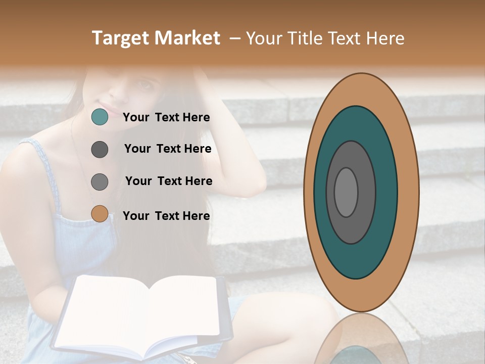 A Woman Sitting On The Steps With A Book In Her Hand PowerPoint Template