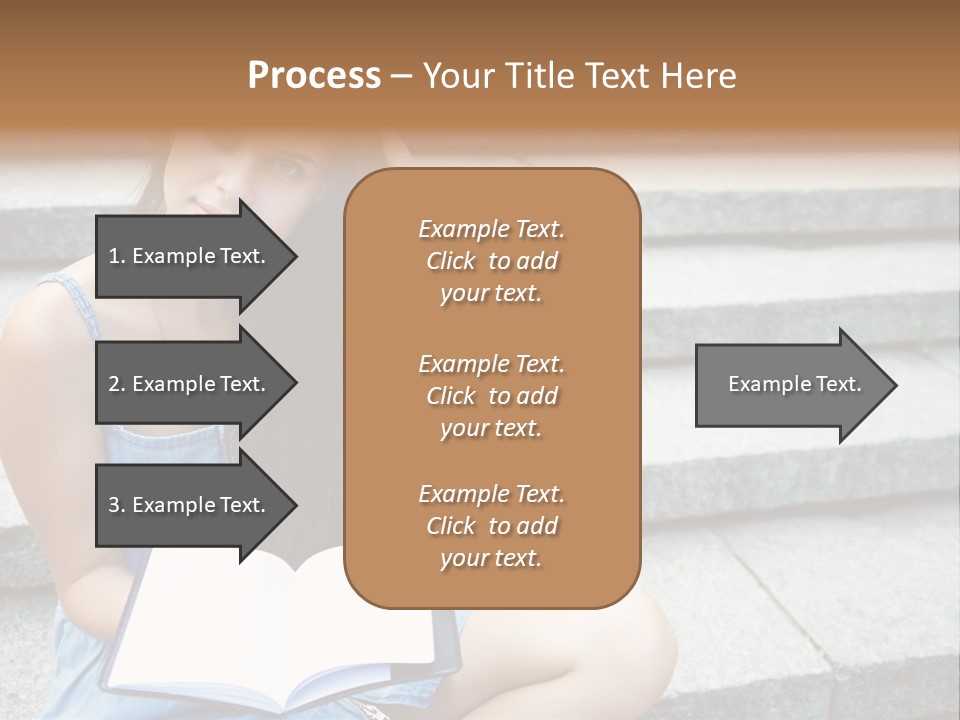 A Woman Sitting On The Steps With A Book In Her Hand PowerPoint Template