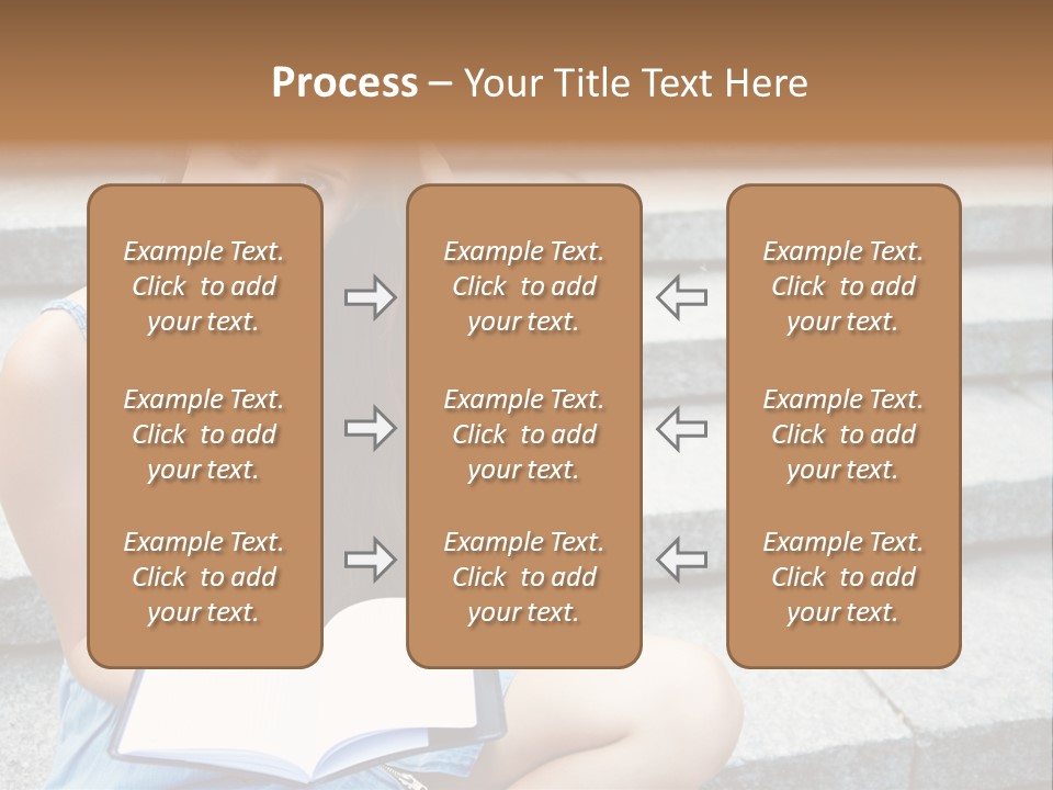 A Woman Sitting On The Steps With A Book In Her Hand PowerPoint Template