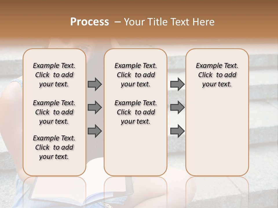 A Woman Sitting On The Steps With A Book In Her Hand PowerPoint Template
