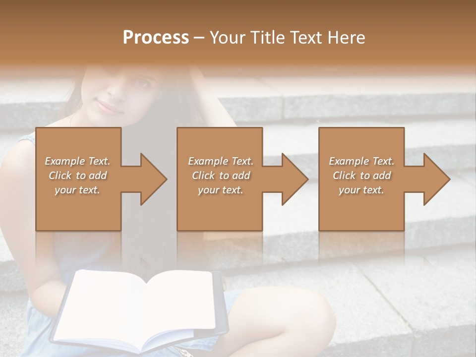 A Woman Sitting On The Steps With A Book In Her Hand PowerPoint Template