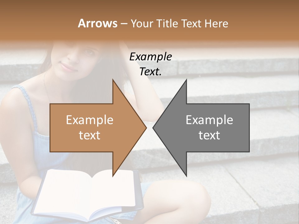 A Woman Sitting On The Steps With A Book In Her Hand PowerPoint Template