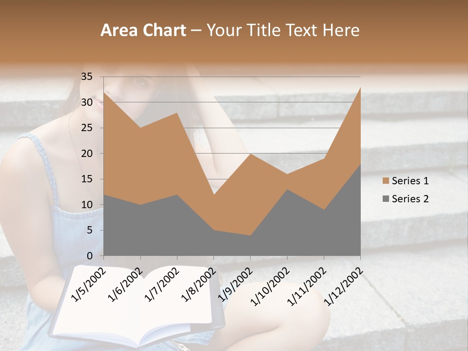 A Woman Sitting On The Steps With A Book In Her Hand PowerPoint Template