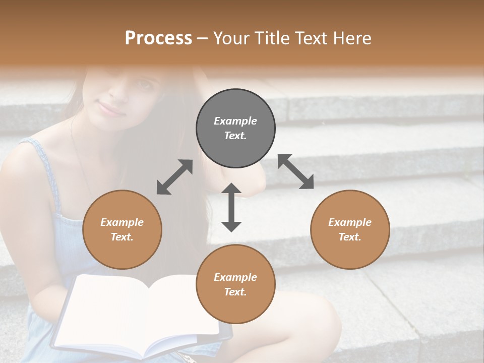 A Woman Sitting On The Steps With A Book In Her Hand PowerPoint Template