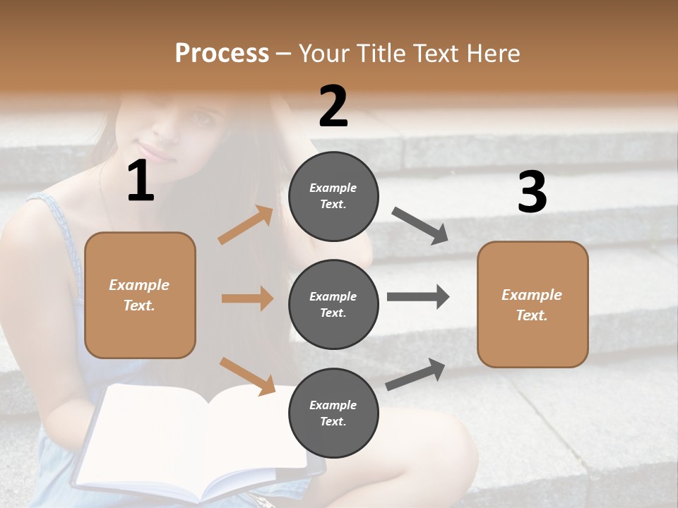 A Woman Sitting On The Steps With A Book In Her Hand PowerPoint Template