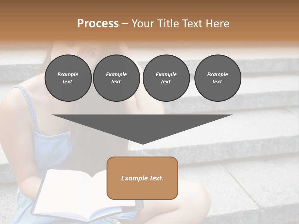 A Woman Sitting On The Steps With A Book In Her Hand PowerPoint Template