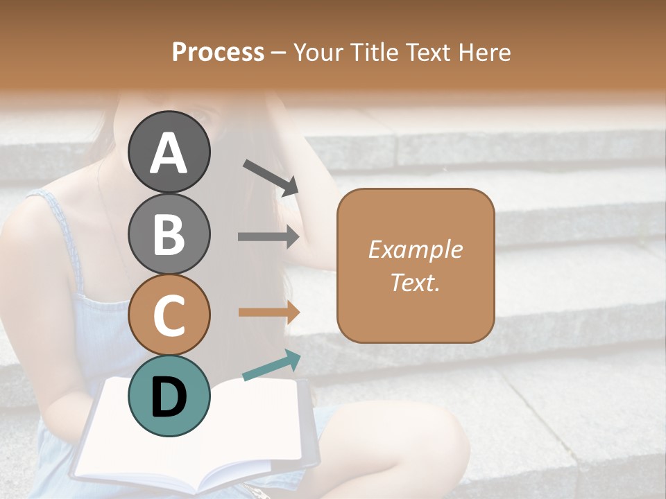 A Woman Sitting On The Steps With A Book In Her Hand PowerPoint Template