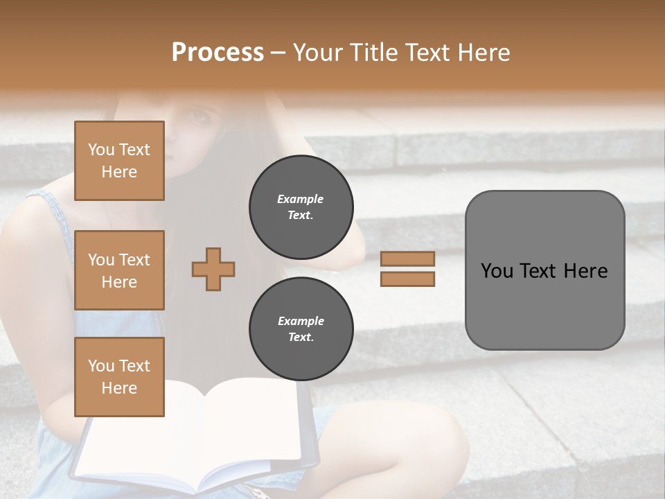 A Woman Sitting On The Steps With A Book In Her Hand PowerPoint Template