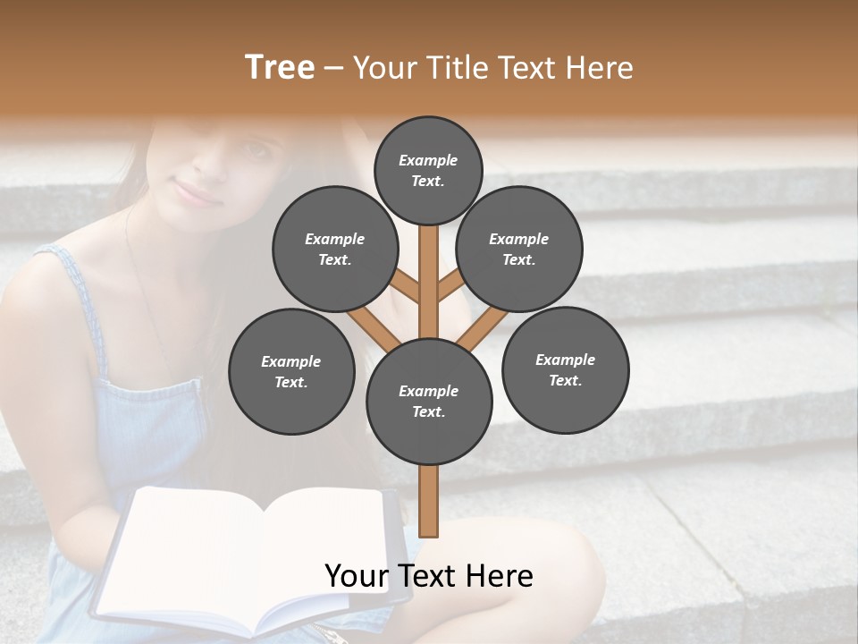 A Woman Sitting On The Steps With A Book In Her Hand PowerPoint Template
