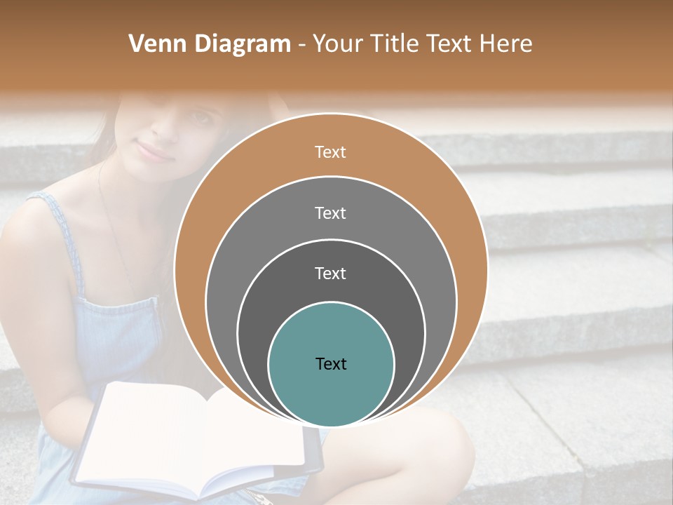 A Woman Sitting On The Steps With A Book In Her Hand PowerPoint Template