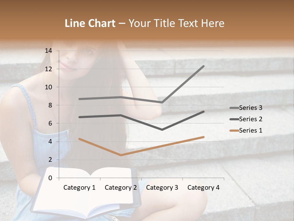 A Woman Sitting On The Steps With A Book In Her Hand PowerPoint Template