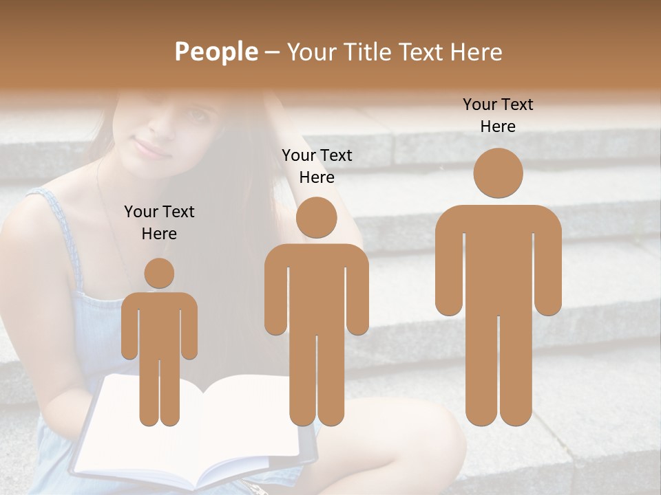 A Woman Sitting On The Steps With A Book In Her Hand PowerPoint Template