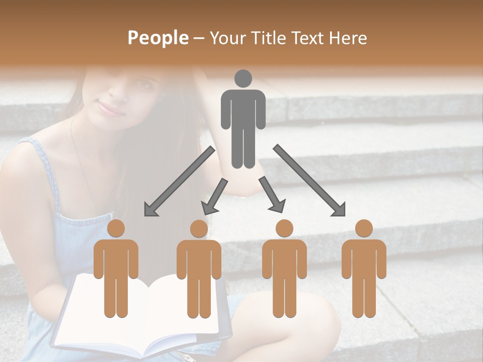 A Woman Sitting On The Steps With A Book In Her Hand PowerPoint Template