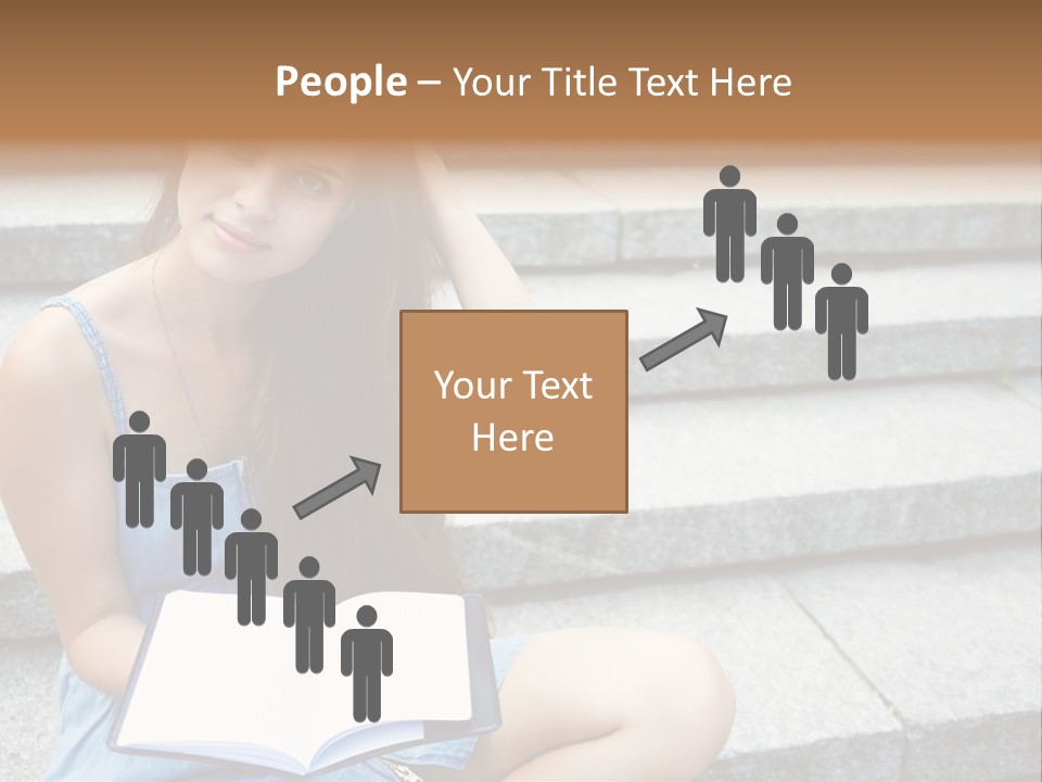 A Woman Sitting On The Steps With A Book In Her Hand PowerPoint Template