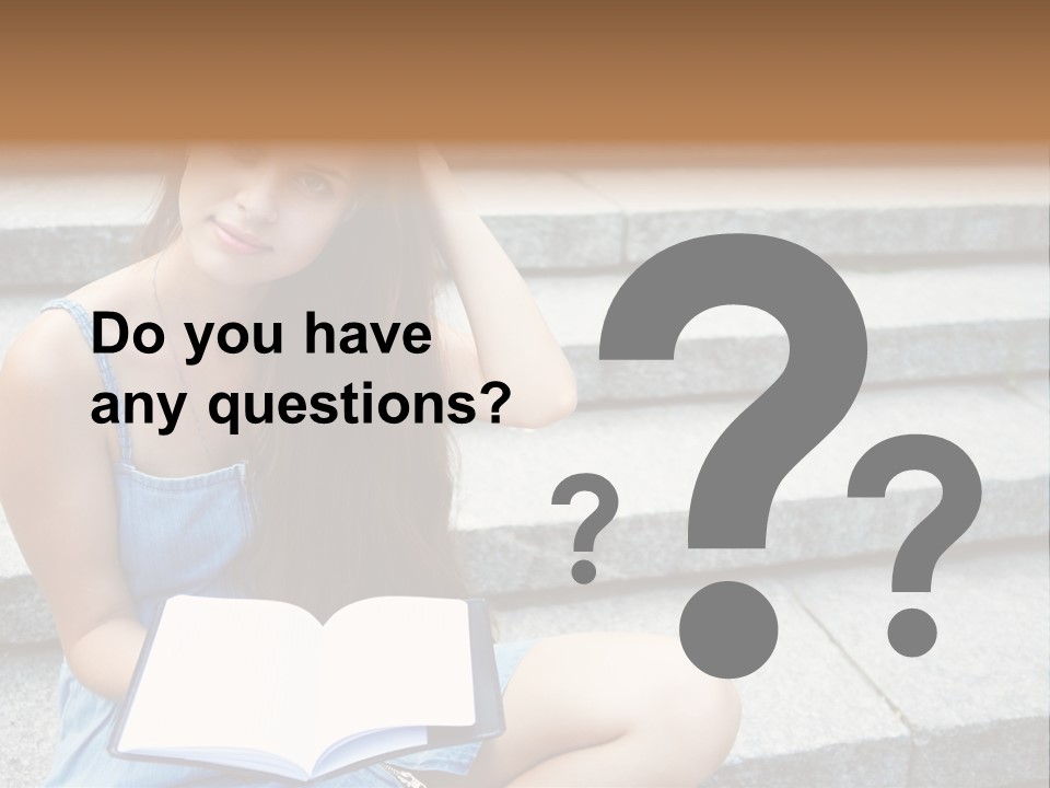 A Woman Sitting On The Steps With A Book In Her Hand PowerPoint Template