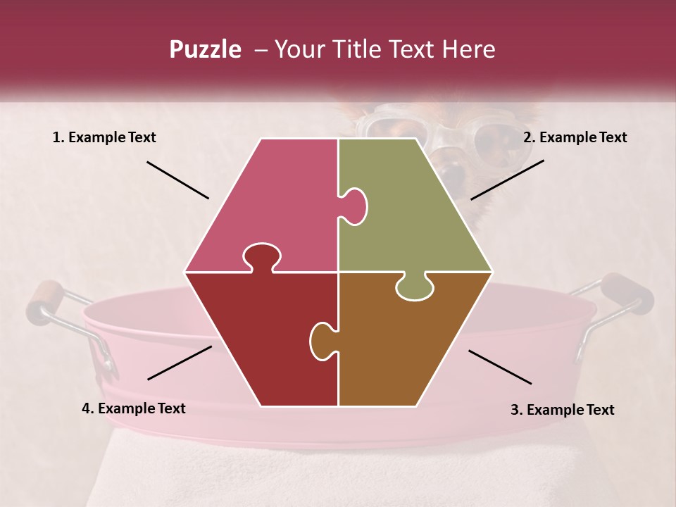 A Small Dog With Glasses Sitting In A Pink Tub PowerPoint Template