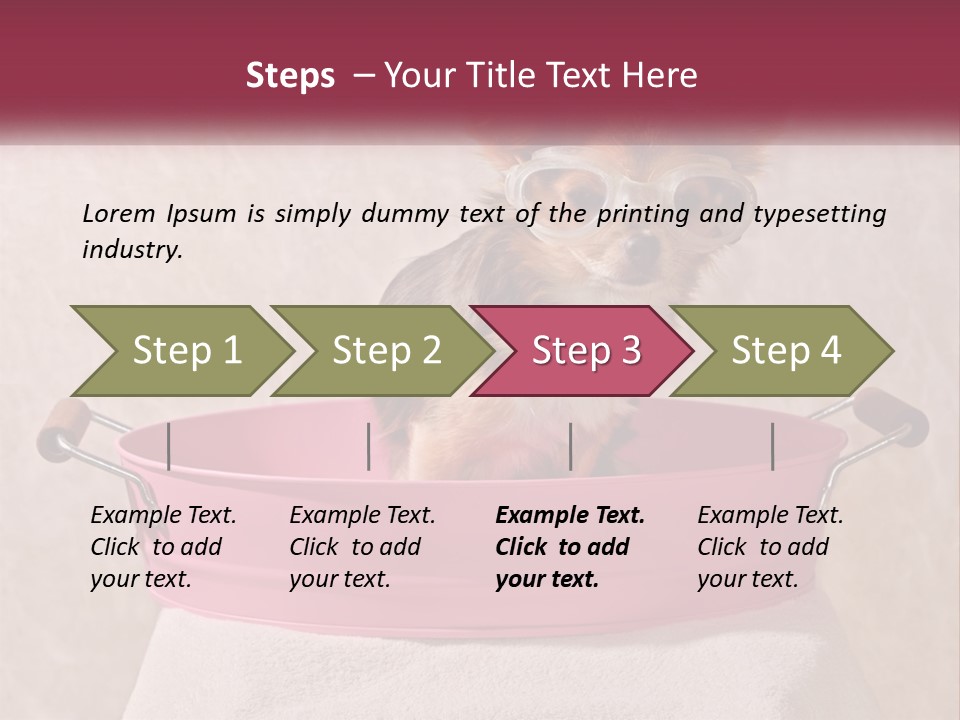 A Small Dog With Glasses Sitting In A Pink Tub PowerPoint Template