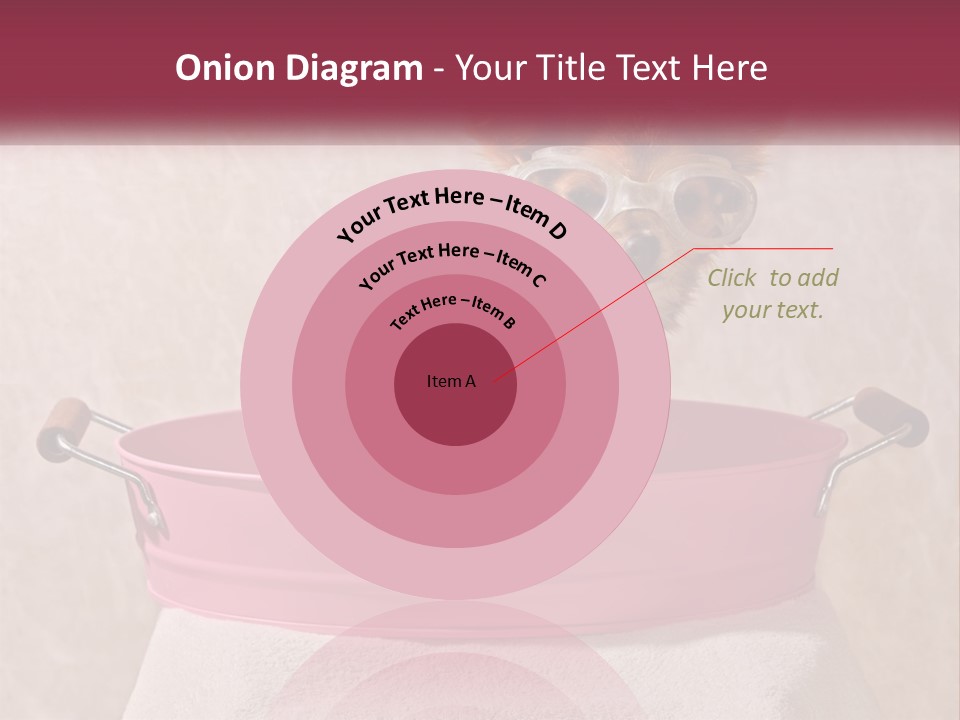 A Small Dog With Glasses Sitting In A Pink Tub PowerPoint Template