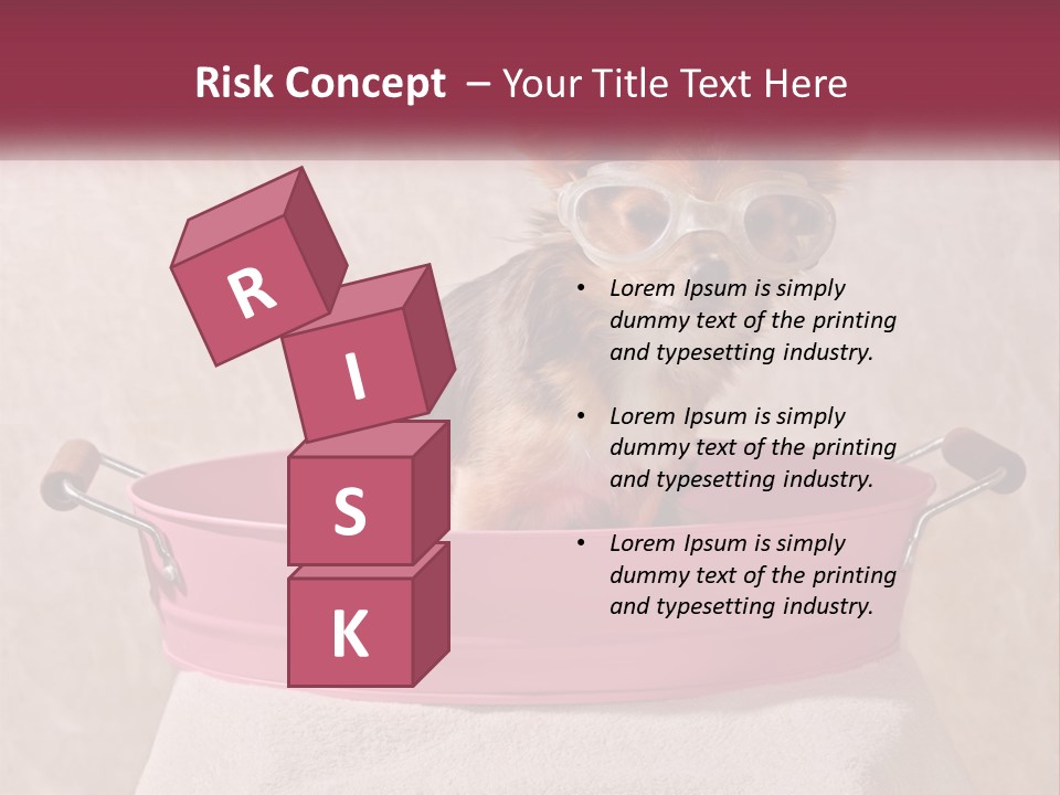 A Small Dog With Glasses Sitting In A Pink Tub PowerPoint Template