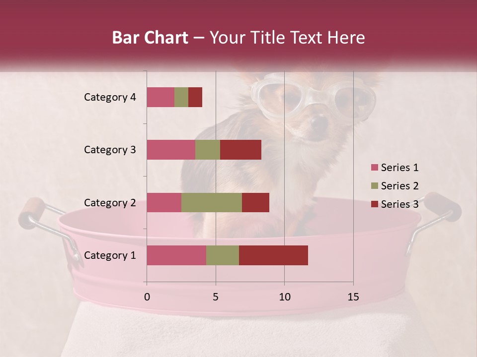 A Small Dog With Glasses Sitting In A Pink Tub PowerPoint Template