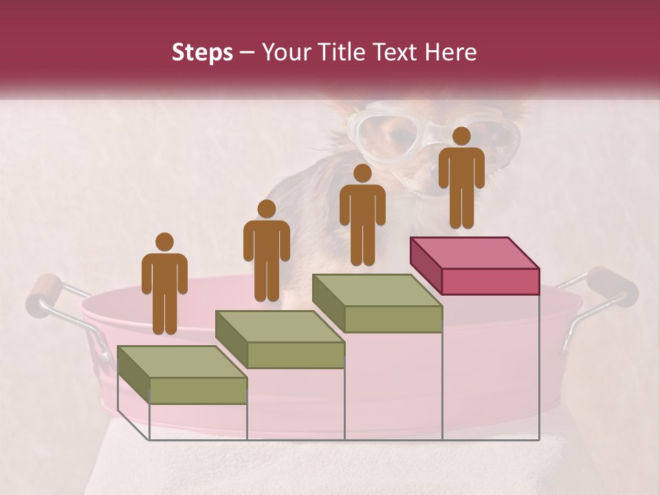 A Small Dog With Glasses Sitting In A Pink Tub PowerPoint Template