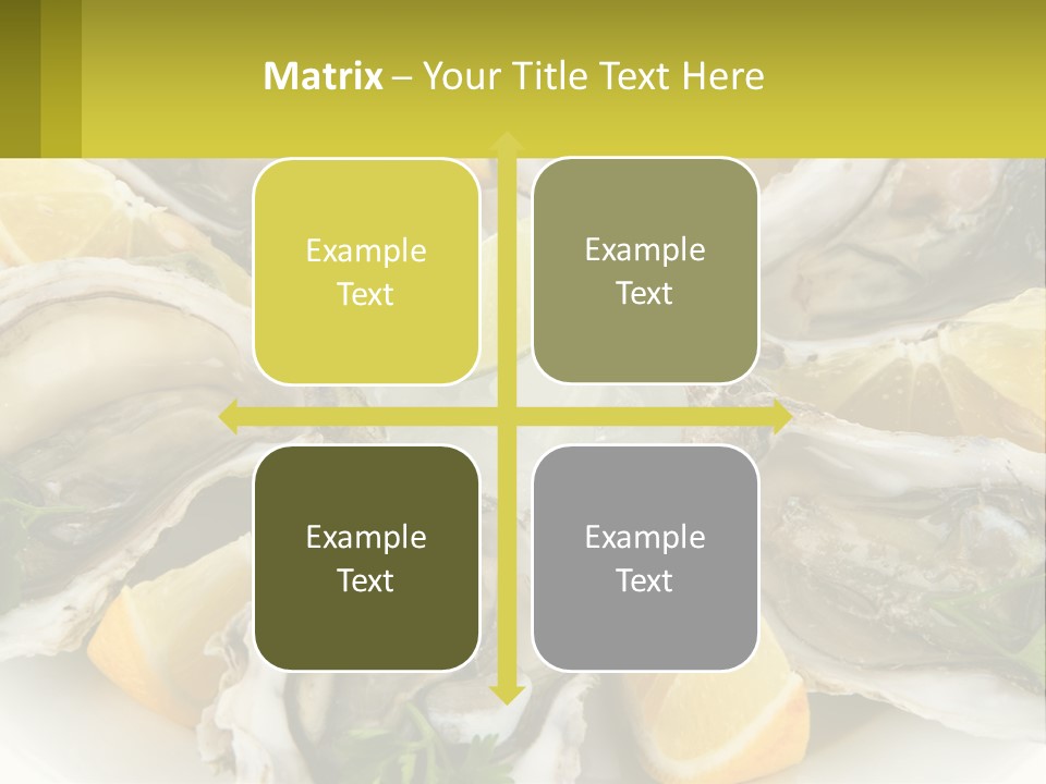 A Plate Of Oysters On Ice With Lemon Wedges PowerPoint Template