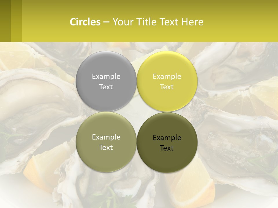 A Plate Of Oysters On Ice With Lemon Wedges PowerPoint Template