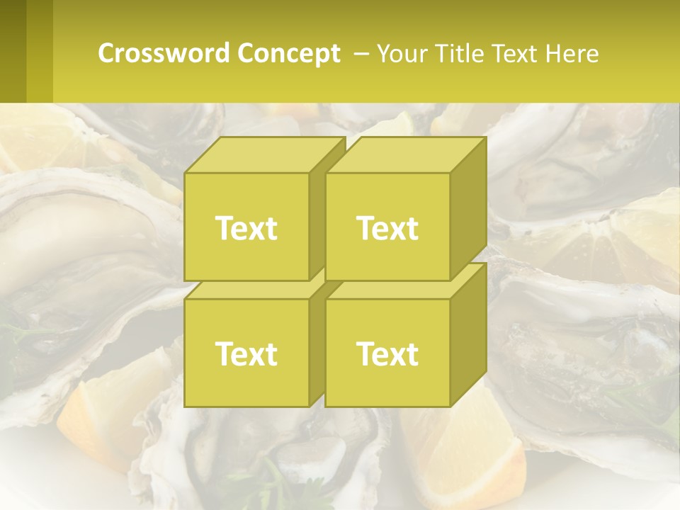 A Plate Of Oysters On Ice With Lemon Wedges PowerPoint Template