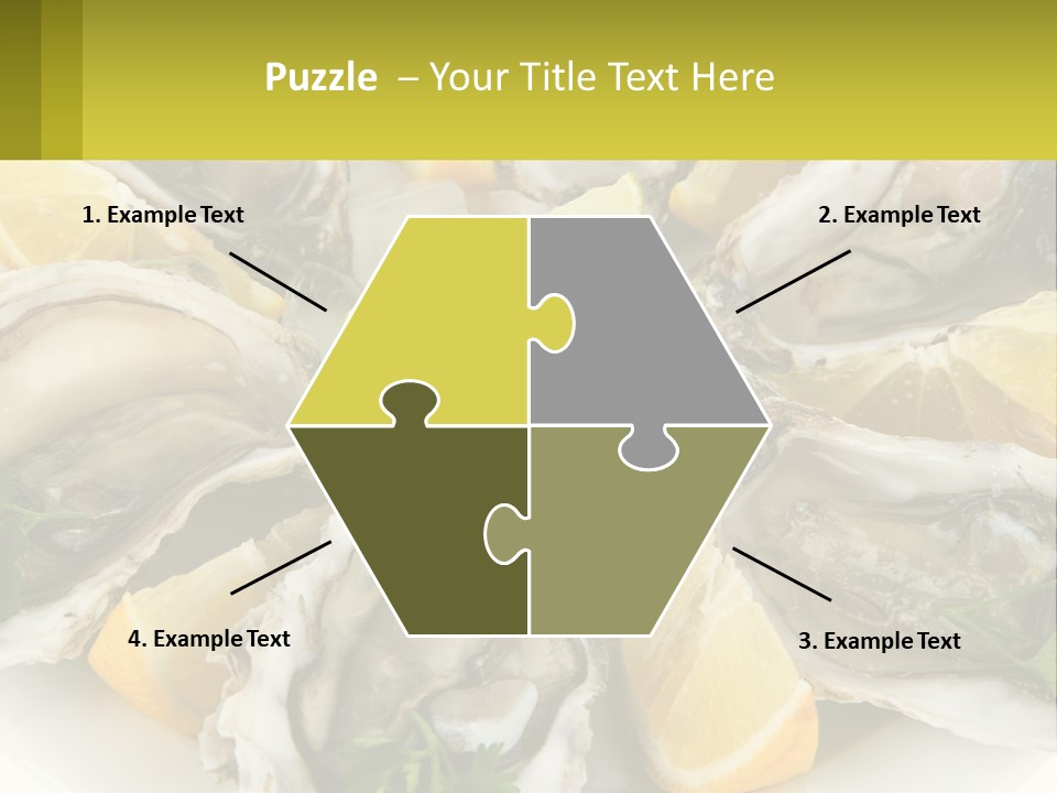 A Plate Of Oysters On Ice With Lemon Wedges PowerPoint Template