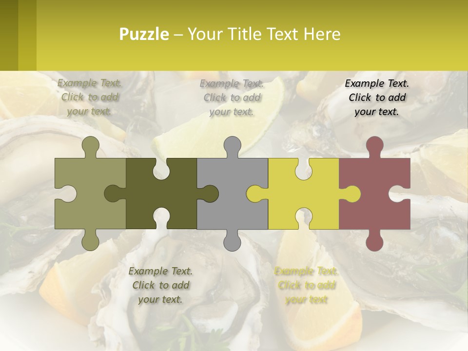 A Plate Of Oysters On Ice With Lemon Wedges PowerPoint Template