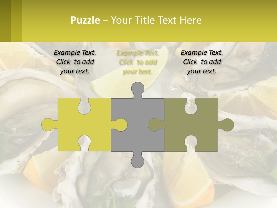 A Plate Of Oysters On Ice With Lemon Wedges PowerPoint Template