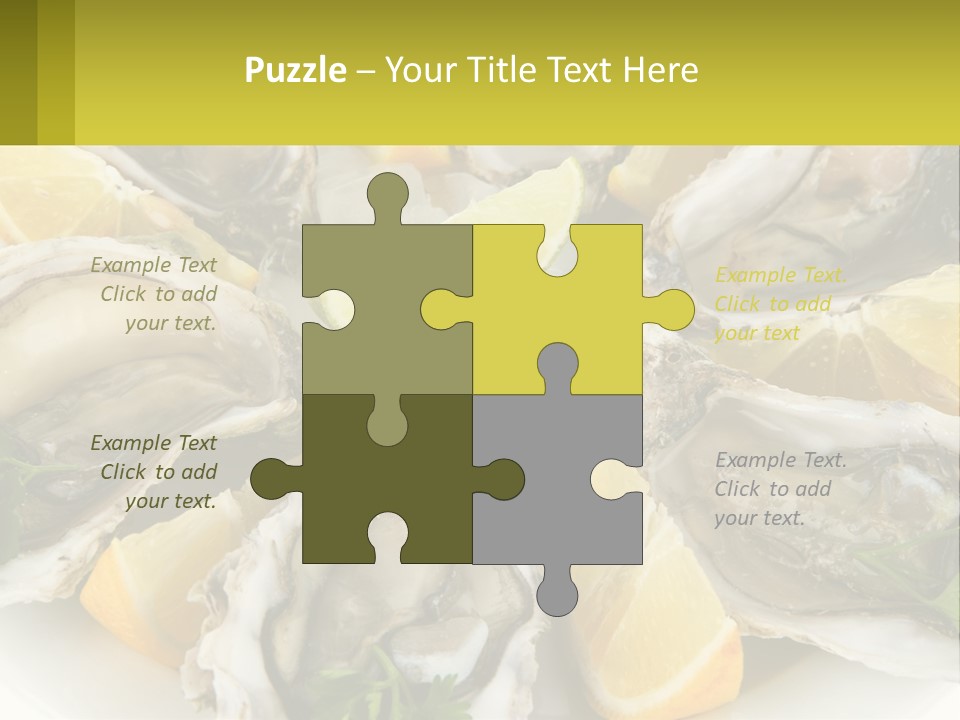 A Plate Of Oysters On Ice With Lemon Wedges PowerPoint Template