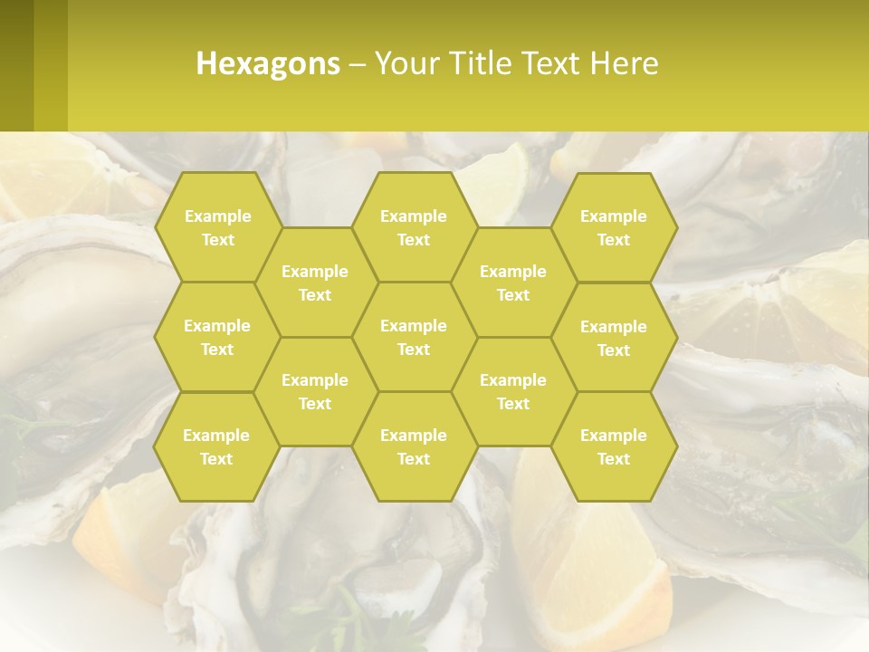 A Plate Of Oysters On Ice With Lemon Wedges PowerPoint Template