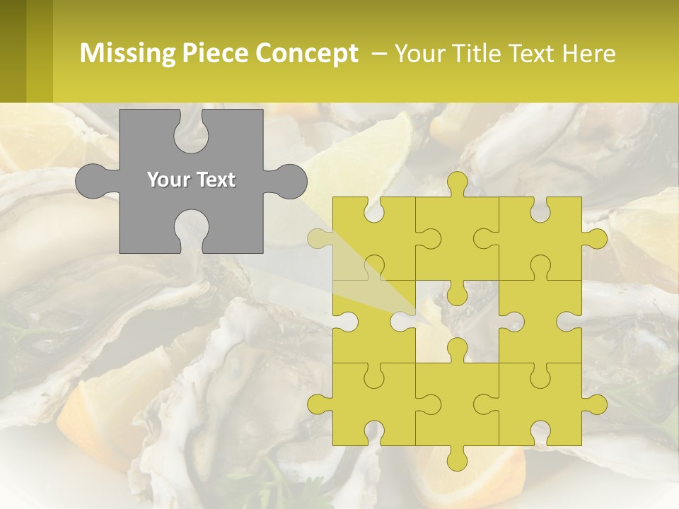 A Plate Of Oysters On Ice With Lemon Wedges PowerPoint Template