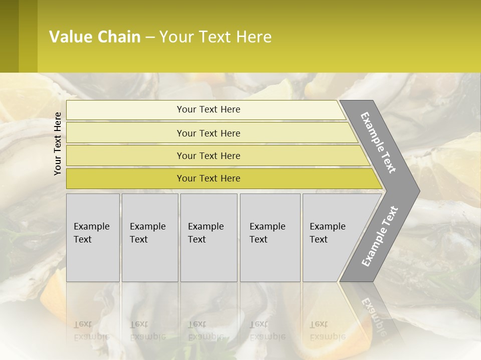 A Plate Of Oysters On Ice With Lemon Wedges PowerPoint Template