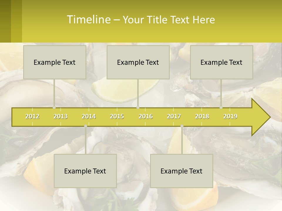 A Plate Of Oysters On Ice With Lemon Wedges PowerPoint Template