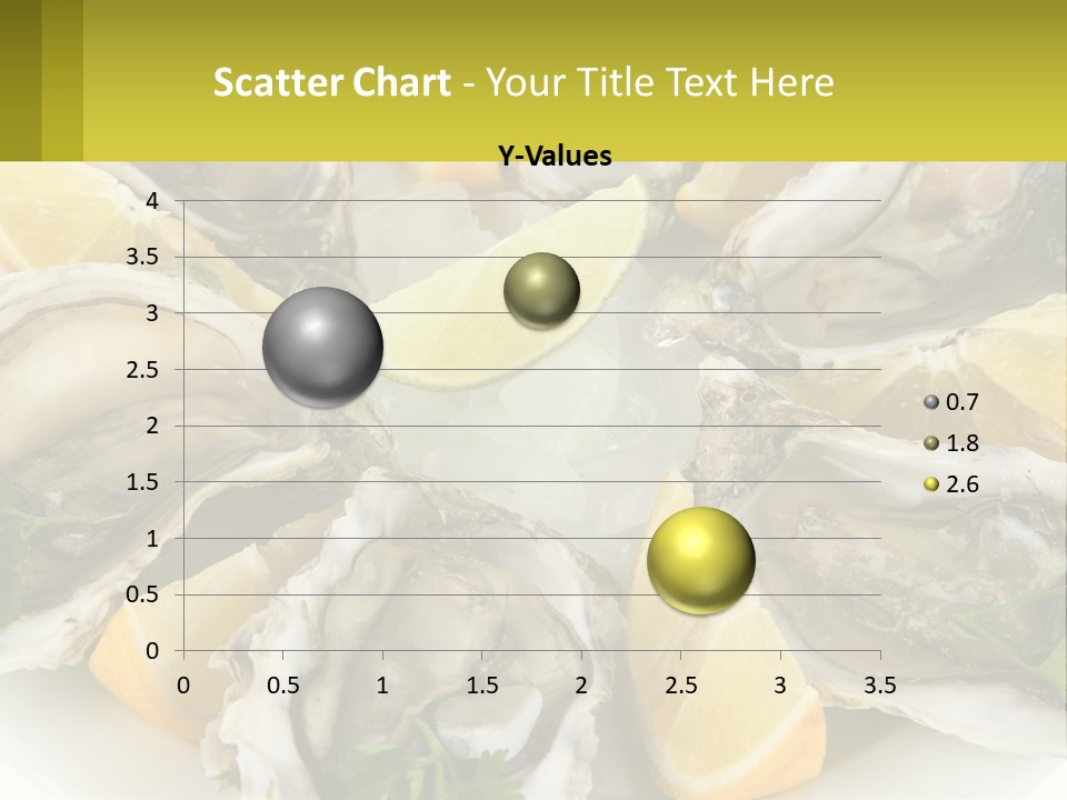 A Plate Of Oysters On Ice With Lemon Wedges PowerPoint Template